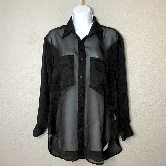 Esprit See-through Sheer Floral Blouse - Picture 1 of 7